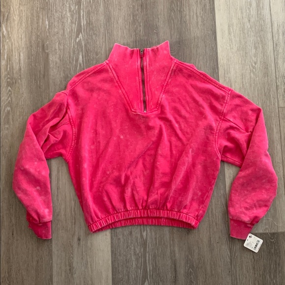FP MOVEMENT Valley Girl 1/4 Zip Sweatshirt Pullover NWT Punch Crush - Picture 5 of 12